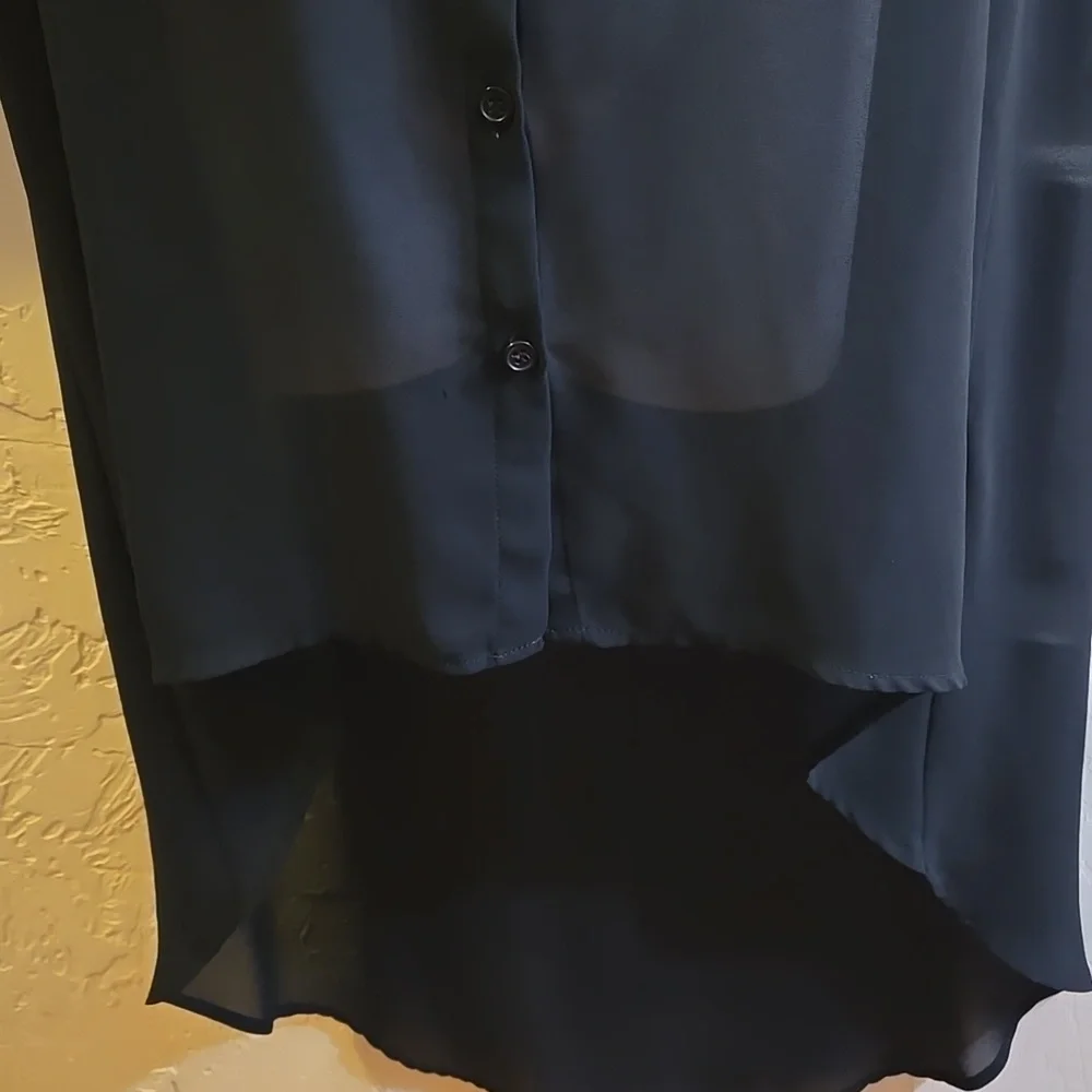 Forever 21 Sheer Black Long Tunic Vest/Top - Picture 3 of 7